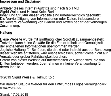 Impressum und Disclaimer